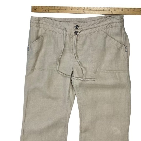 INC Linen Pants Womens Size 6 Petite Tan Lightweight Drawstring Straight Leg - Picture 16 of 16